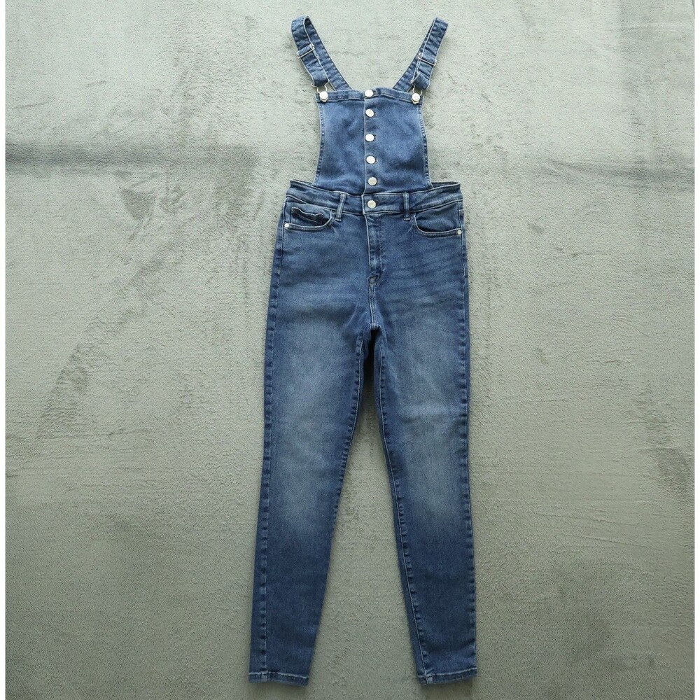 Guess Overall Jeans Womens Size M Blue High-Rise Skinny Denim 28" Inseam Stretch